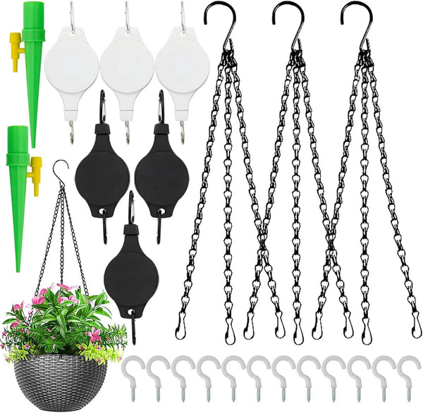 6 Pack Retractable Plant Hangers For Flower Baskets Pots Feeders Planters & Vases