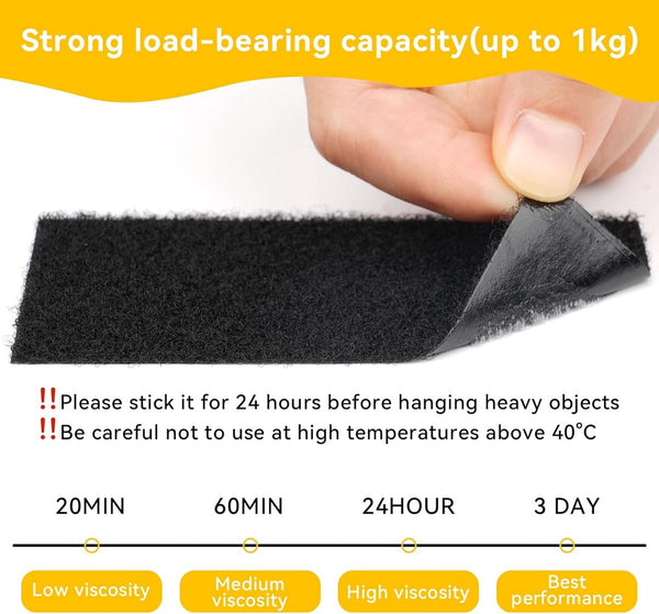 20Pk Self Adhesive Hook & Loop Tape Strips 50X100mm Strong Pads Hooks & Hangers