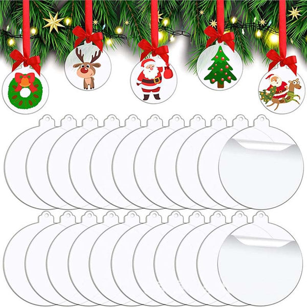20 Blank Round Acrylic Christmas Ornaments For Crafts & Decorations Seasonal Decorations