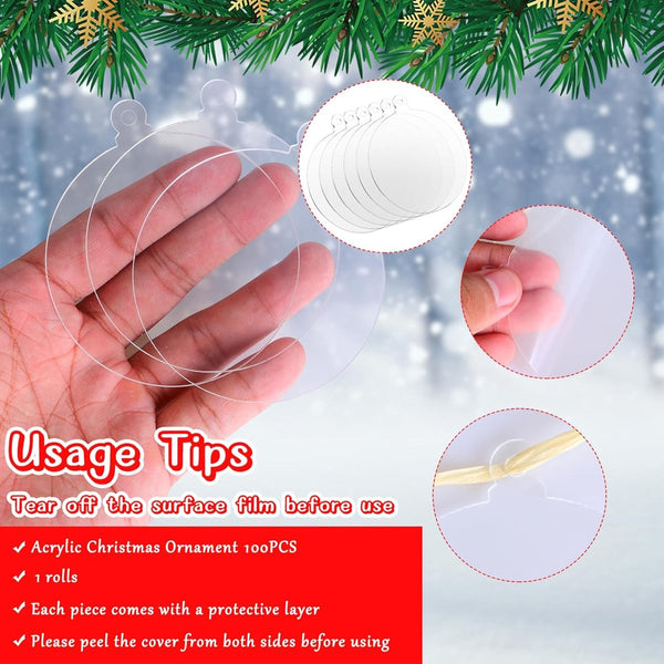 20 Blank Round Acrylic Christmas Ornaments For Crafts & Decorations Seasonal Decorations