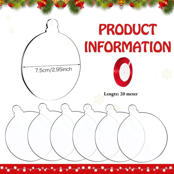 20 Blank Round Acrylic Christmas Ornaments For Crafts & Decorations Seasonal Decorations