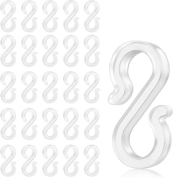 Hooks Groove 50 Pieces 3.5 Cm Transparent Reusable Plastic Mini S Shaped Design Clips For Outdoor Lighting Holds Christmas Decorations Securely Gift B