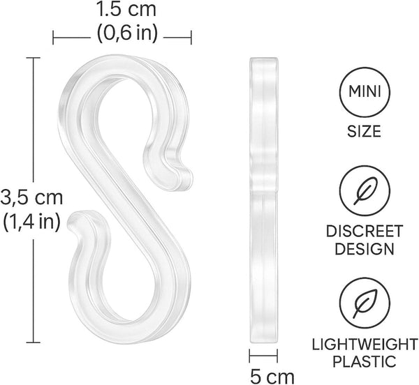Hooks Groove 50 Pieces 3.5 Cm Transparent Reusable Plastic Mini S Shaped Design Clips For Outdoor Lighting Holds Christmas Decorations Securely Gift B