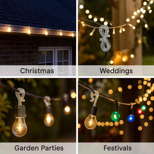 Hooks Groove 50 Pieces 3.5 Cm Transparent Reusable Plastic Mini S Shaped Design Clips For Outdoor Lighting Holds Christmas Decorations Securely Gift B