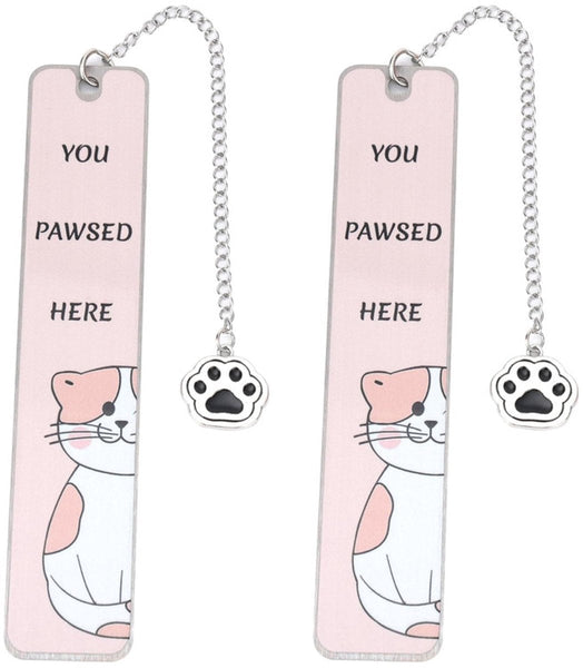 Set Of 2 Cat Gifts For Lovers Cute Reading Boys Girls Kids & Friends Stainless Steel (Style B) Bookmarks