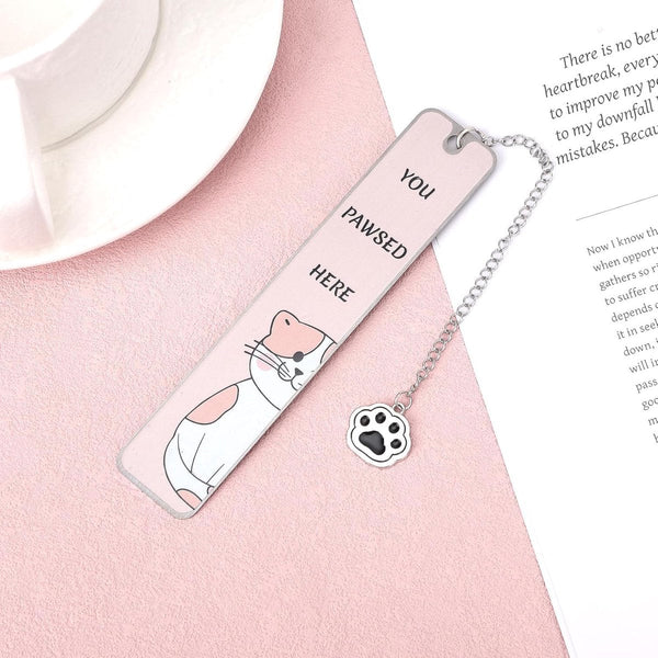 Set Of 2 Cat Gifts For Lovers Cute Reading Boys Girls Kids & Friends Stainless Steel (Style B) Bookmarks