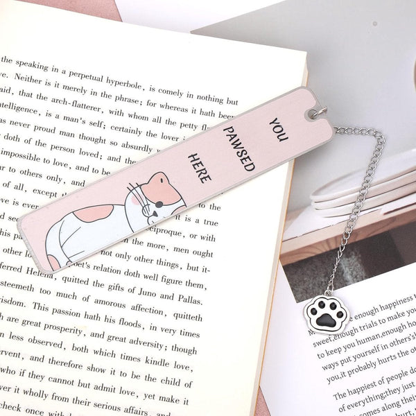 Set Of 2 Cat Gifts For Lovers Cute Reading Boys Girls Kids & Friends Stainless Steel (Style B) Bookmarks