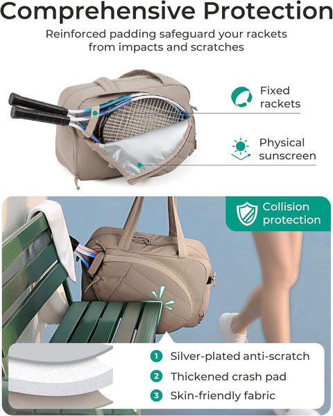 Tennis Bag Backpack 42L With Shoe Compartment Sports Waterproof Racket Protective Portable As Shoulder Black Bags