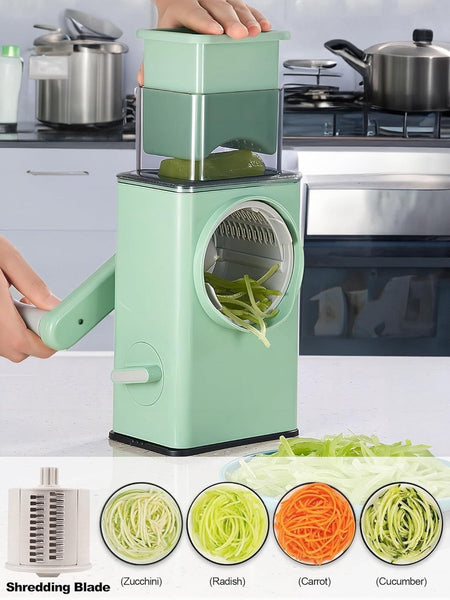 Rotating Cheese Grater With 3 Blades & Collection Tray Multifunctional Includes Suction Cup For Stable Use Vegetables Nuts Graters & Zesters