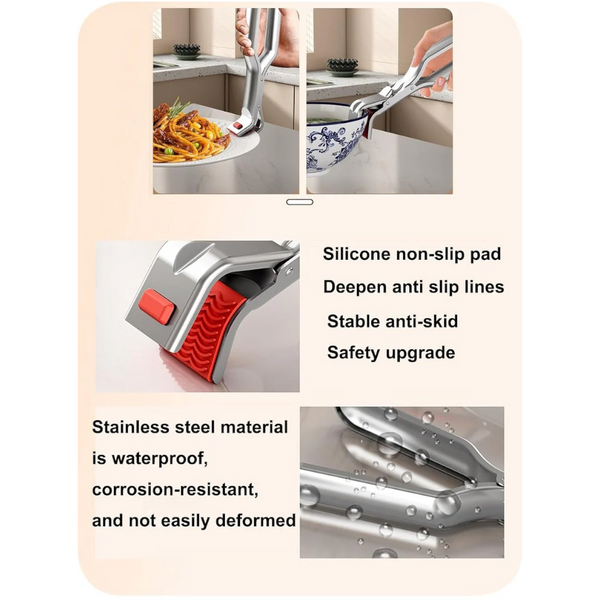 Barbecue Tongs Anti Scorch Clamps Pack Of 2 Stainless Steel Red Handles Barbecue Accessories