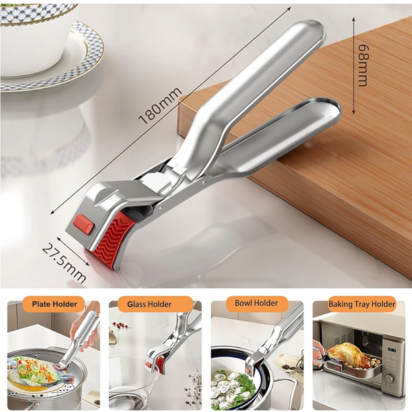 Barbecue Tongs Anti Scorch Clamps Pack Of 2 Stainless Steel Red Handles Barbecue Accessories