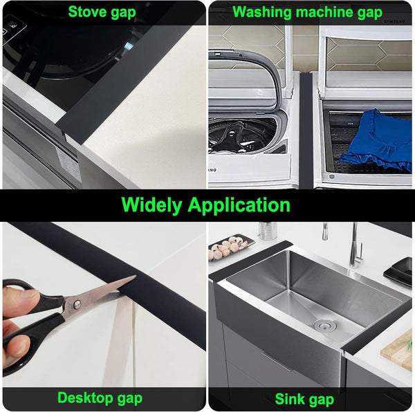 Black Silicone Hob Sealing Strip 2 Pack Gap Filler For Kitchen Appliances Other Cookware