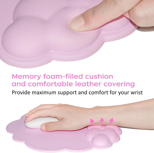 Mouse Pad With Wrist Rest Ergonomic Leather Surface Suitable For Computers Laptops Office Home And Travel Non Slip Bottom Pink Mouse Pads & Wrist Rest
