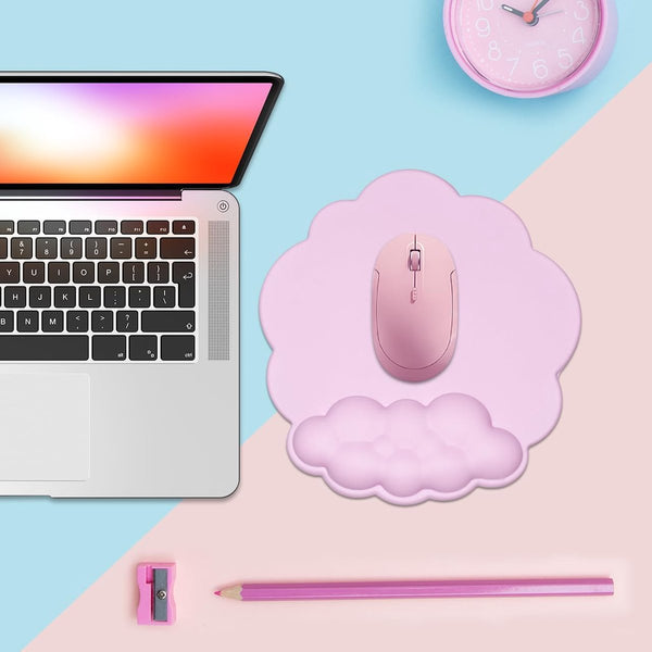 Mouse Pad With Wrist Rest Ergonomic Leather Surface Suitable For Computers Laptops Office Home And Travel Non Slip Bottom Pink Mouse Pads & Wrist Rest