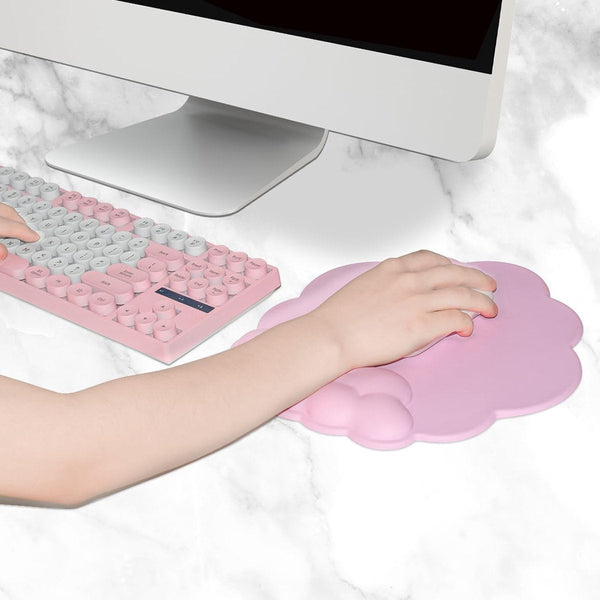 Mouse Pad With Wrist Rest Ergonomic Leather Surface Suitable For Computers Laptops Office Home And Travel Non Slip Bottom Pink Mouse Pads & Wrist Rest