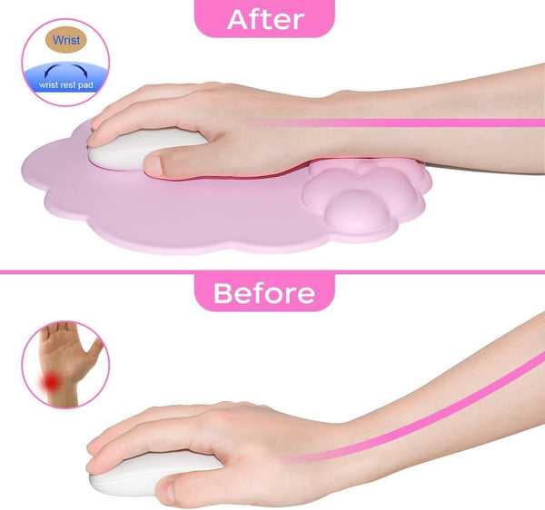 Mouse Pad With Wrist Rest Ergonomic Leather Surface Suitable For Computers Laptops Office Home And Travel Non Slip Bottom Pink Mouse Pads & Wrist Rest
