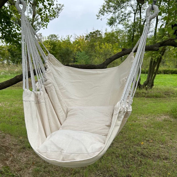 Hanging Chair Portable Hammock Comfortable Patio Suitable For Indoor And Outdoor Use Maximum Load Capacity 100Kgiwhite Without Cushioni Hammocks