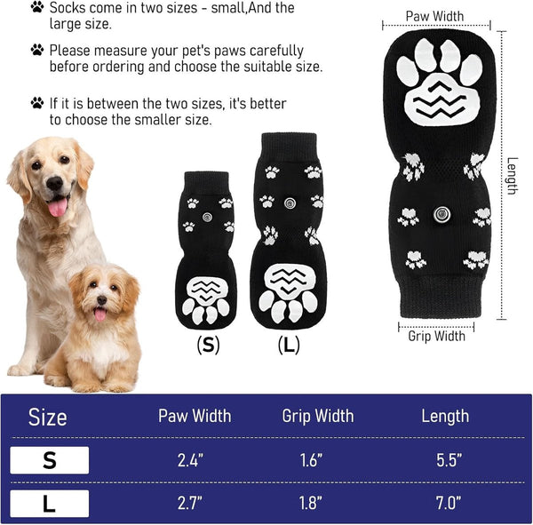 Dog Shoes Paw Pads Non Slip Socks 4 Piece Set With Adjustable Shoulder Straps Cotton Suitable For Small And Large Dogs Waterproof (L) Dog Clothing & S