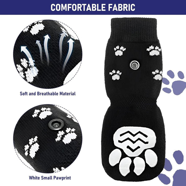 Dog Shoes Paw Pads Non Slip Socks 4 Piece Set With Adjustable Shoulder Straps Cotton Suitable For Small And Large Dogs Waterproof (L) Dog Clothing & S