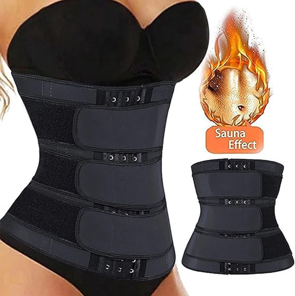 Women Sweat Reducer Training Belt Sweatband Waist Trainer Slimming Belly Band 3 Row Closure & Breathable Material Extended Sizes Black 6Xl Belts
