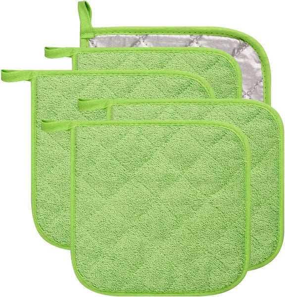 Placemat Set Of 5 Insulation Mats For The Kitchen Heat Resistant Large Coasters Daily Cooking And Baking (Dimensions: 6.5 X Inches Color: Light Green)