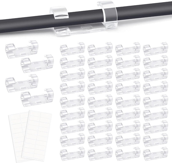 Transparent Self Adhesive Cable Clips 120Pcs Organiser Management Desk Tray Ties Lock Solution Cable Ties & Organisers