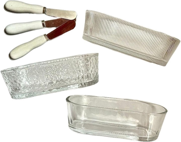 Airtight Glass Butter Keeper With Bamboo Lid & Knife Butter Dishes