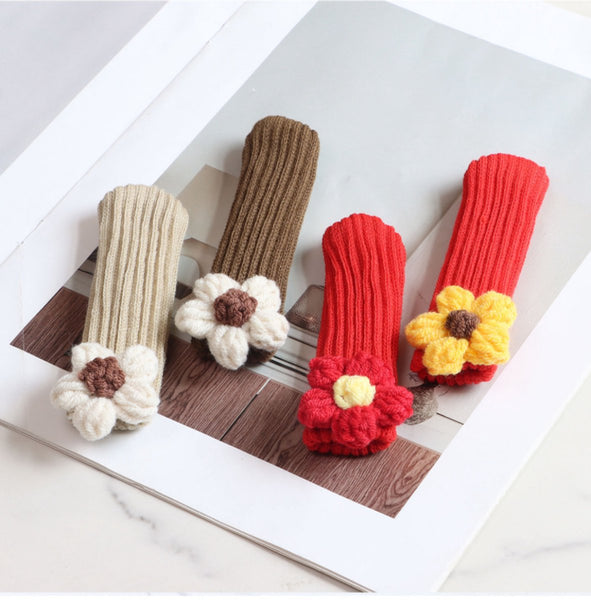 4 Piece Knitted Door Handle Gloves Set Sunflower Motif Other Home Décor