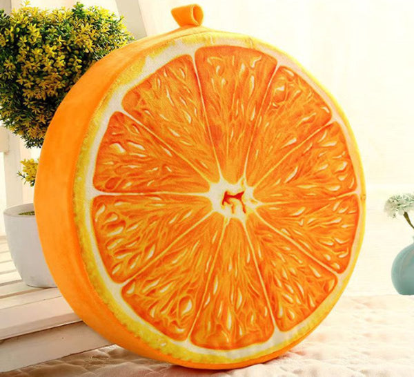 Orange 40Cm Round Decorative Fruit Print Cushion Cushions & Decorative Pillows