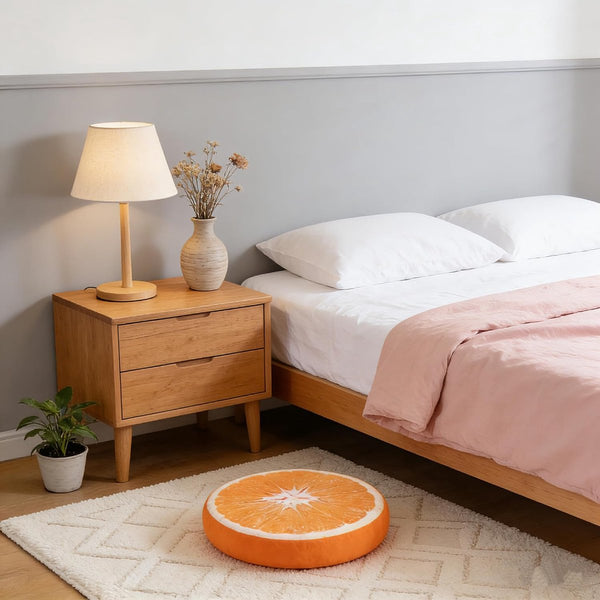 Orange 40Cm Round Decorative Fruit Print Cushion Cushions & Decorative Pillows