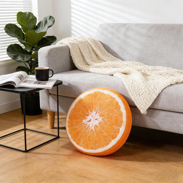 Orange 40Cm Round Decorative Fruit Print Cushion Cushions & Decorative Pillows