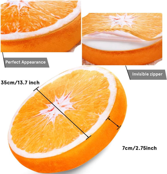 Orange 40Cm Round Decorative Fruit Print Cushion Cushions & Decorative Pillows