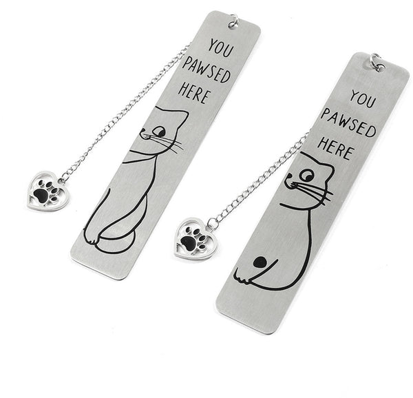 Set Of 2 Cat Cute Gifts For Lovers Reading Boys Girls Kids & Friends Cool School Supplies Stainless Steel Bookmarks