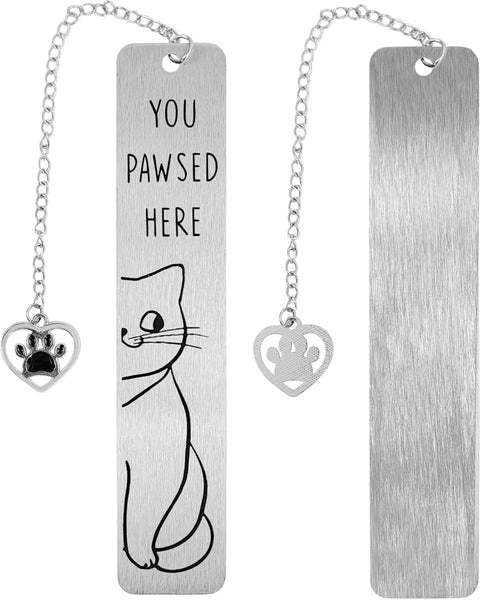 Set Of 2 Cat Cute Gifts For Lovers Reading Boys Girls Kids & Friends Cool School Supplies Stainless Steel Bookmarks