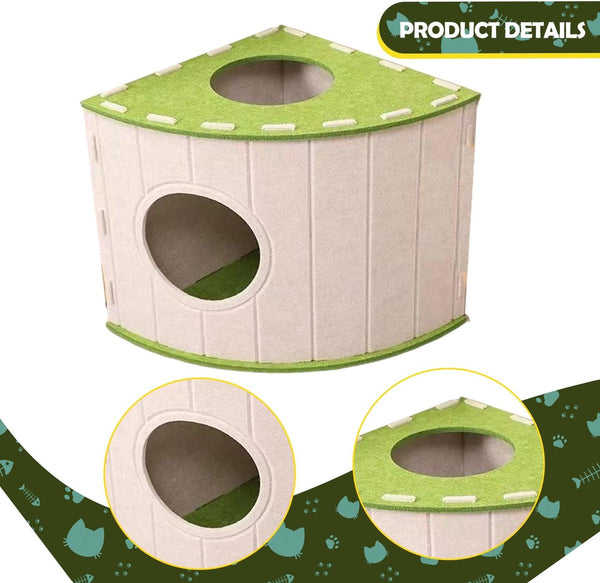 Cat House Basket Den Felt Shaped Bed Suitable For All Seasons Warm | Scratch Resistant Pet Deep Sleeping Beige Cat Houses