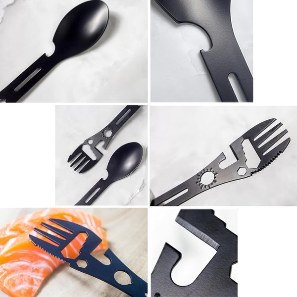 10 In Stainless Steel Spoon Fork Multitool Outdoor Activities Cutlery Sets