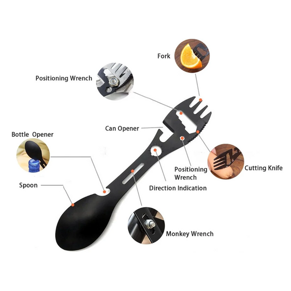 10 In Stainless Steel Spoon Fork Multitool Outdoor Activities Cutlery Sets