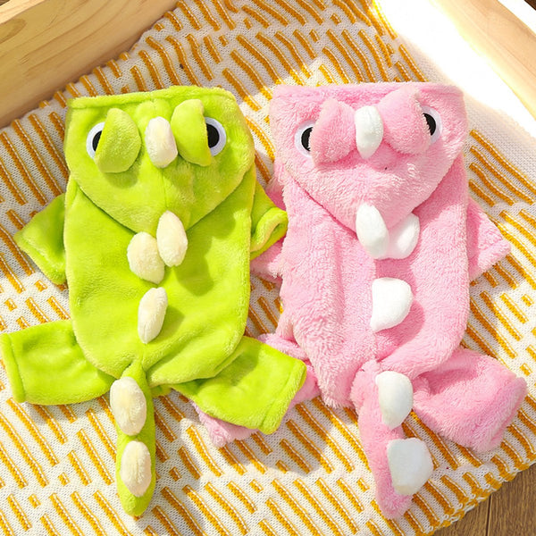 Warm Pet Clothing Cute Dinosaur Dog Suit Fleece Clothes For Small Dogs Pink (Size M) Dog Clothing & Shoes