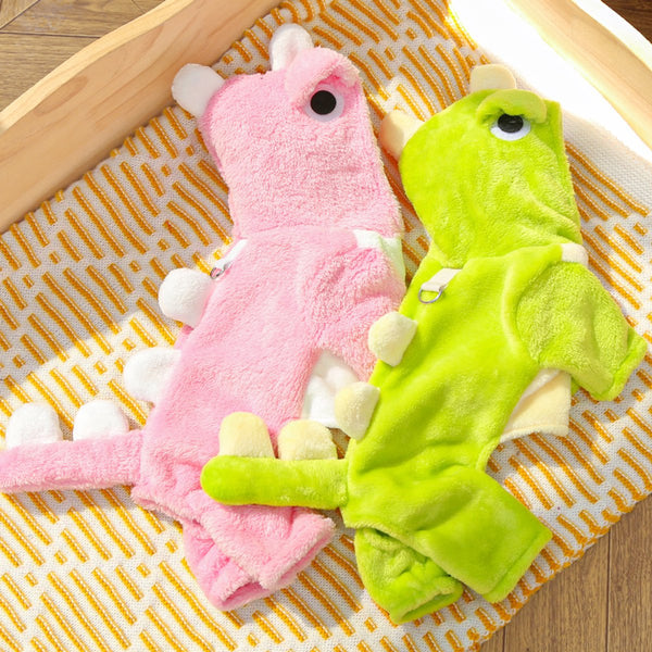 Warm Pet Clothing Cute Dinosaur Dog Suit Fleece Clothes For Small Dogs Pink (Size M) Dog Clothing & Shoes