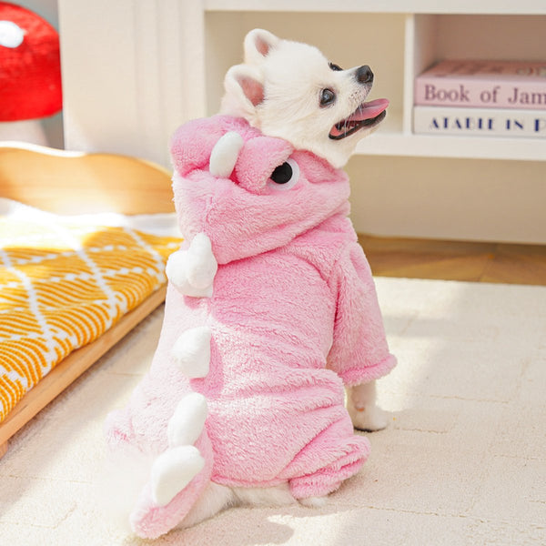 Warm Pet Clothing Cute Dinosaur Dog Suit Fleece Clothes For Small Dogs Pink (Size M) Dog Clothing & Shoes