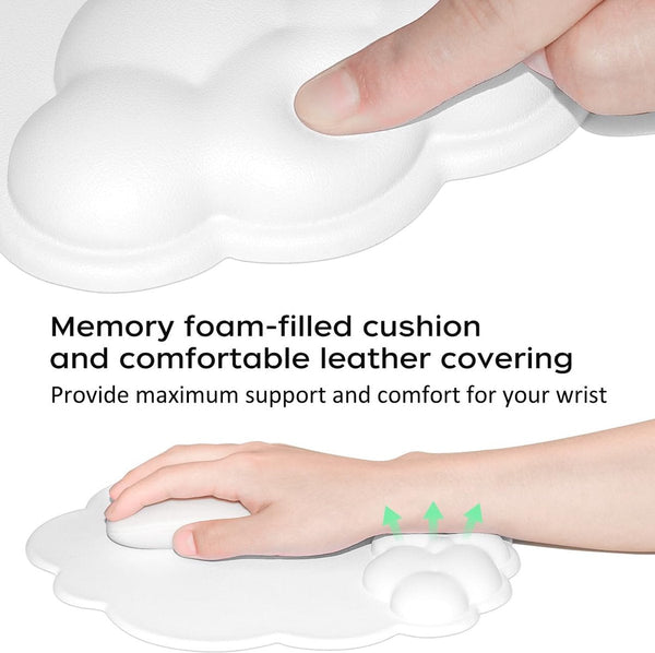 Mouse Pad With Wrist Rest Ergonomic Leather Surface Suitable For Computers Laptops Office Home And Travel Non Slip Bottom White Mouse Pads & Wrist Res