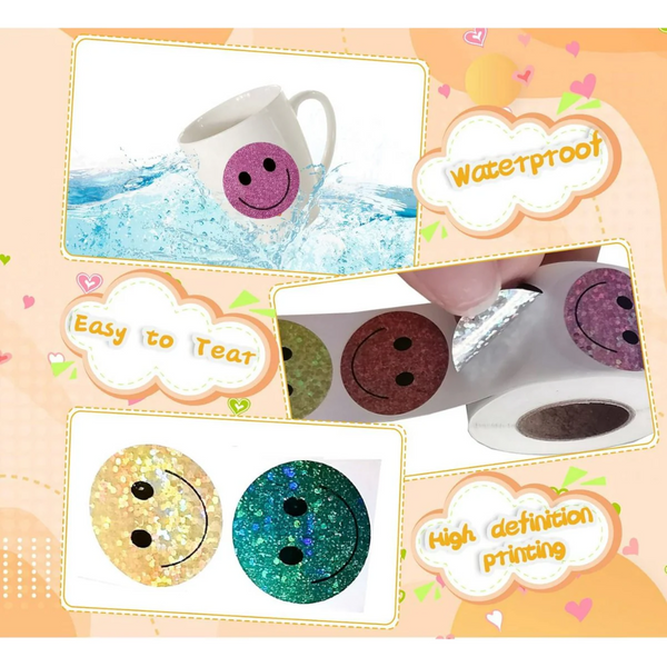 Glitter Dot & Smiley Face For Kids 500 Sheets 10 Stickers