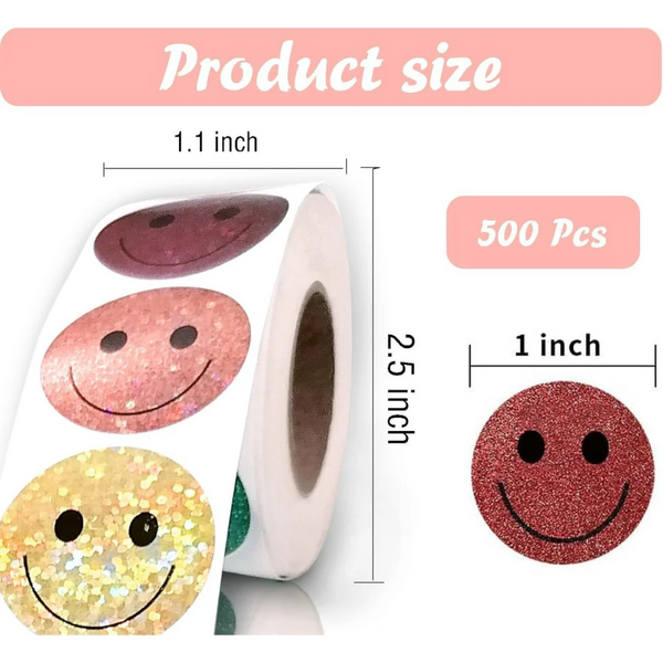 Glitter Dot & Smiley Face For Kids 500 Sheets 10 Stickers
