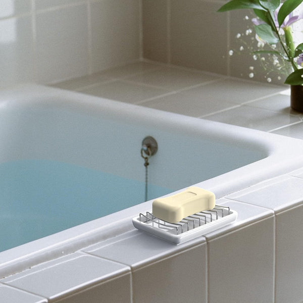 Soap Dish Holder Double Layer Ceramic Bathroom 304 Stainless Steel Self Draining Suitable For Bathroomskitchens Travel Soap Dishes & Dispensers