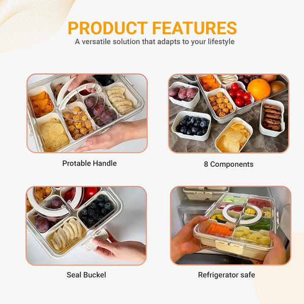 2 Pack Snack Boxes With Lids Transparent Divided Trays For Parties & Picnics Pram Cup Holders & Snack Trays