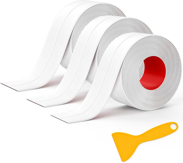 3 Rolls White Waterproof Sealing Tape For Kitchens Bathrooms Showers Adhesive Tapes