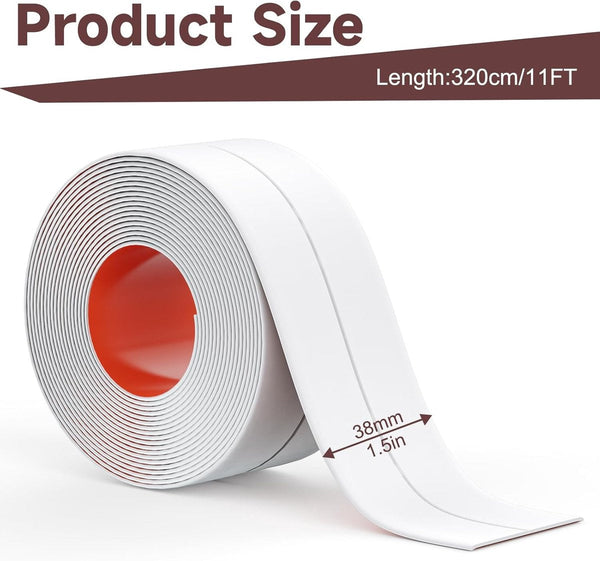 3 Rolls White Waterproof Sealing Tape For Kitchens Bathrooms Showers Adhesive Tapes