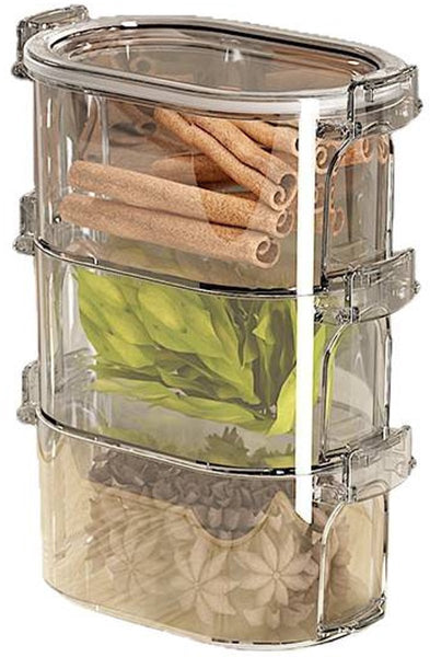 3 Tier Stackable Kitchen Storage Jars Airtight Spice & Herb Containers Canisters & Jars