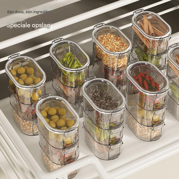 3 Tier Stackable Kitchen Storage Jars Airtight Spice & Herb Containers Canisters & Jars