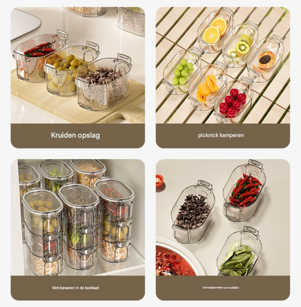 3 Tier Stackable Kitchen Storage Jars Airtight Spice & Herb Containers Canisters & Jars